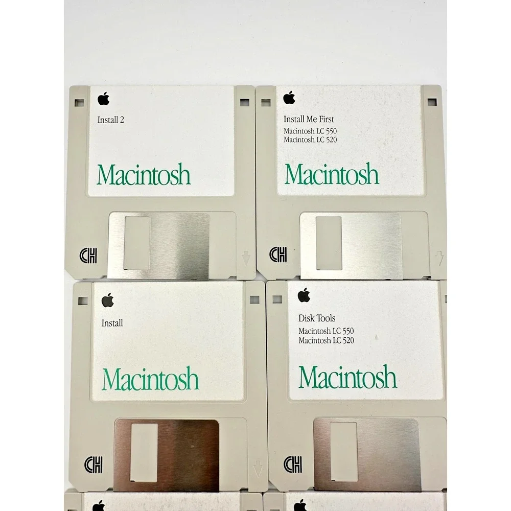 Apple Macintosh System 7.1 Floppy Disk Lot 7 Disks Install Tools Fonts LC 520 55